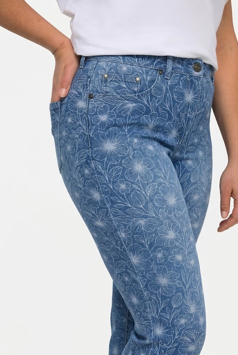 Jeans Emma, Slim Fit, Blütenmuster, 5-Pocket