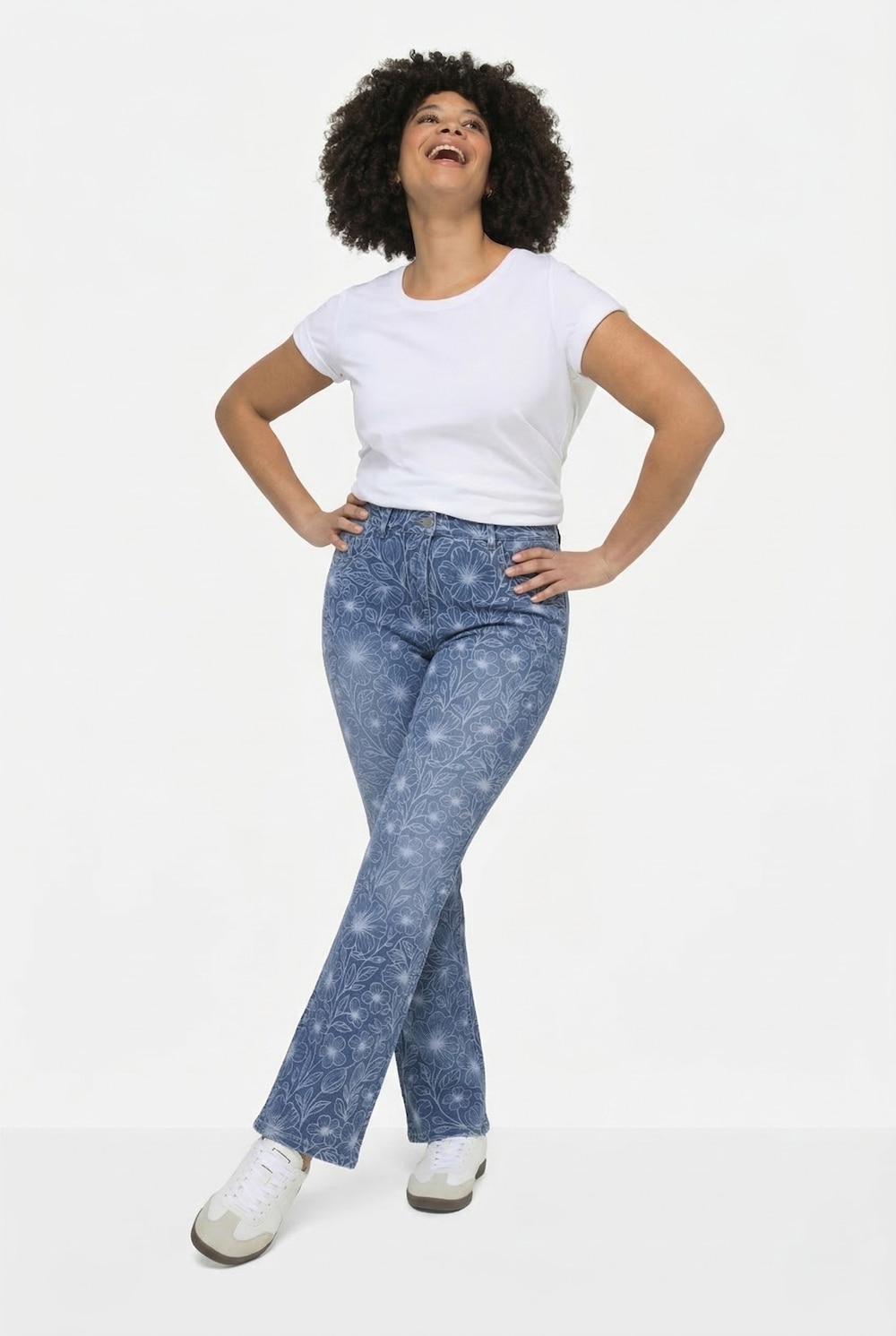 Jeans Emma, Slim Fit, Blütenmuster, 5-Pocket