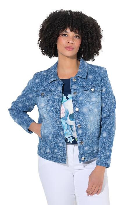 Jeansjacke Frieda, Blumenmuster, 4 Taschen