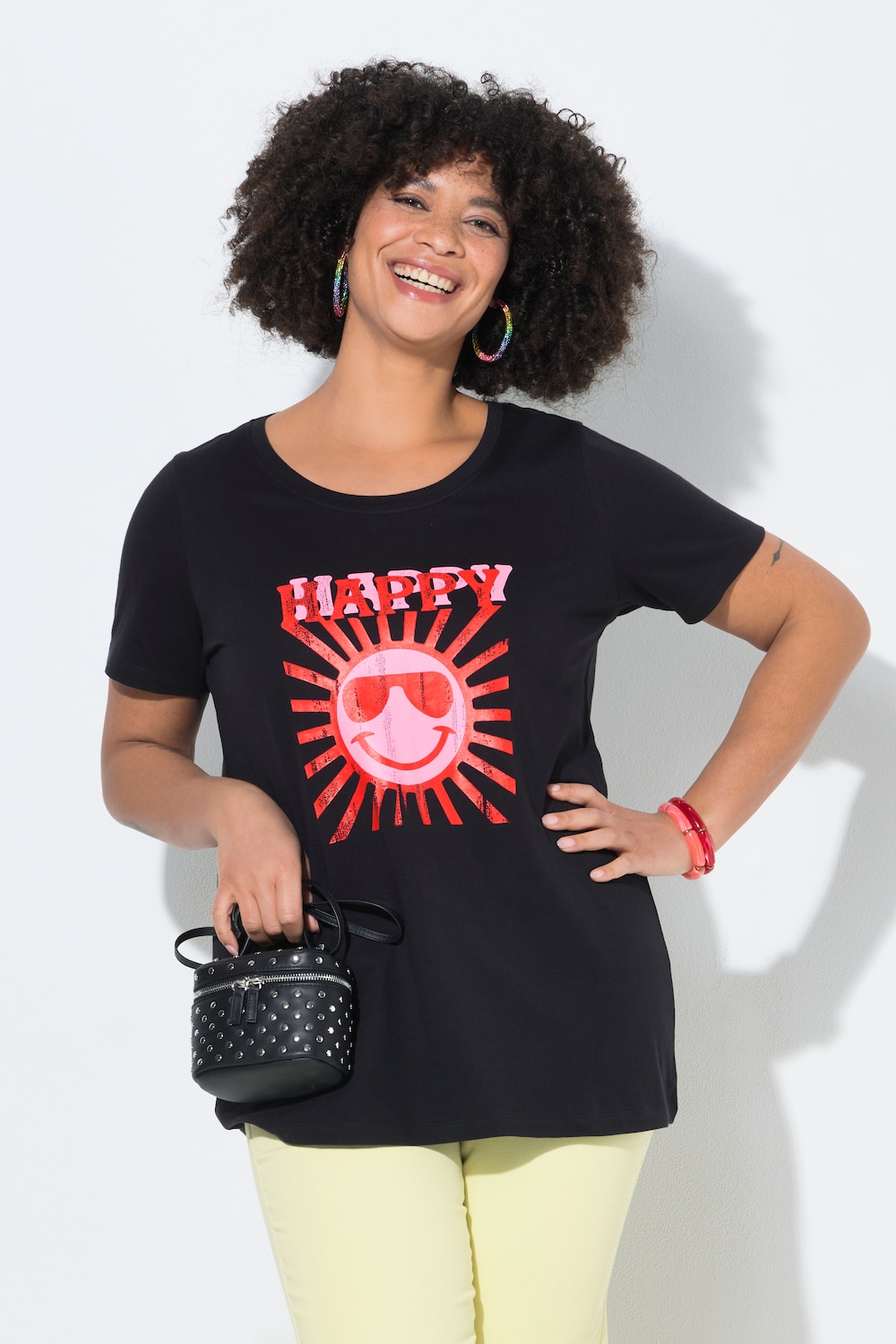 T-Shirt, bequeme Passform, Happy Sun