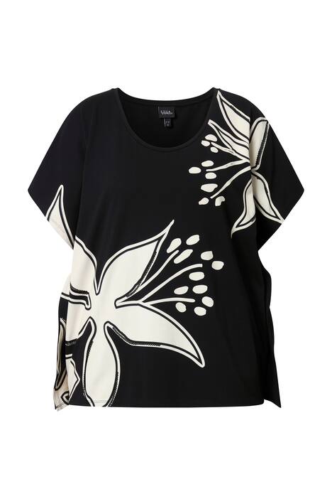 Pončo košile, květinový vzor, volný střih, kulatý výstřih, polodlouhý rukáv