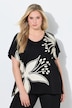 Poncho-shirt, bloemen, oversized, ronde hals, korte mouwen