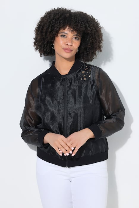 College-Jacke, Loose Fit, leicht transparent, Stickereien