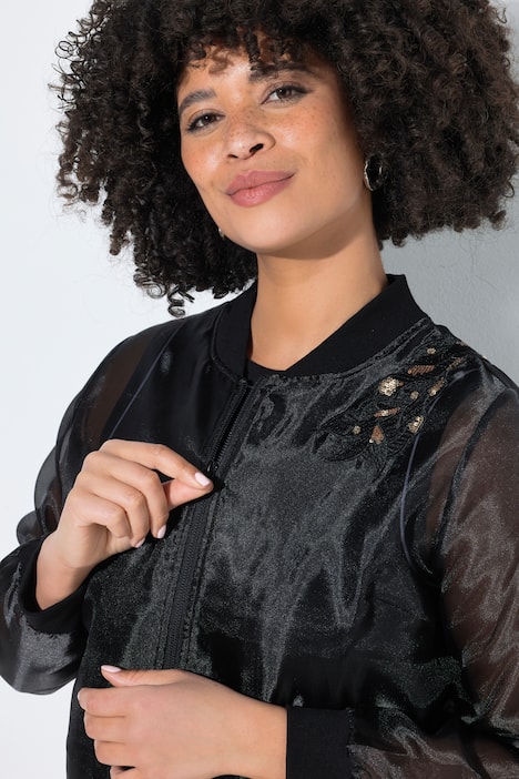 College-Jacke, Loose Fit, leicht transparent, Stickereien