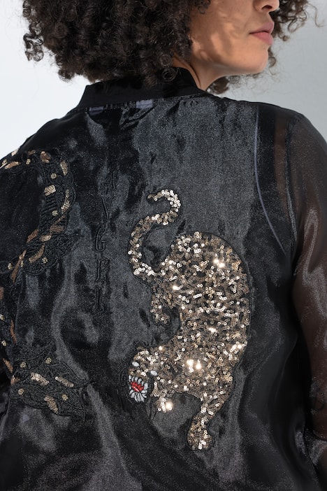 College-Jacke, Loose Fit, leicht transparent, Stickereien