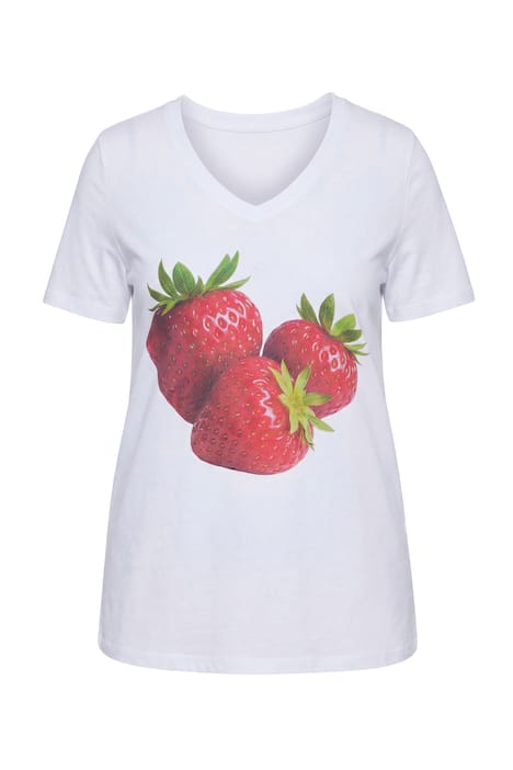 Tričko, volný střih, motiv jahod