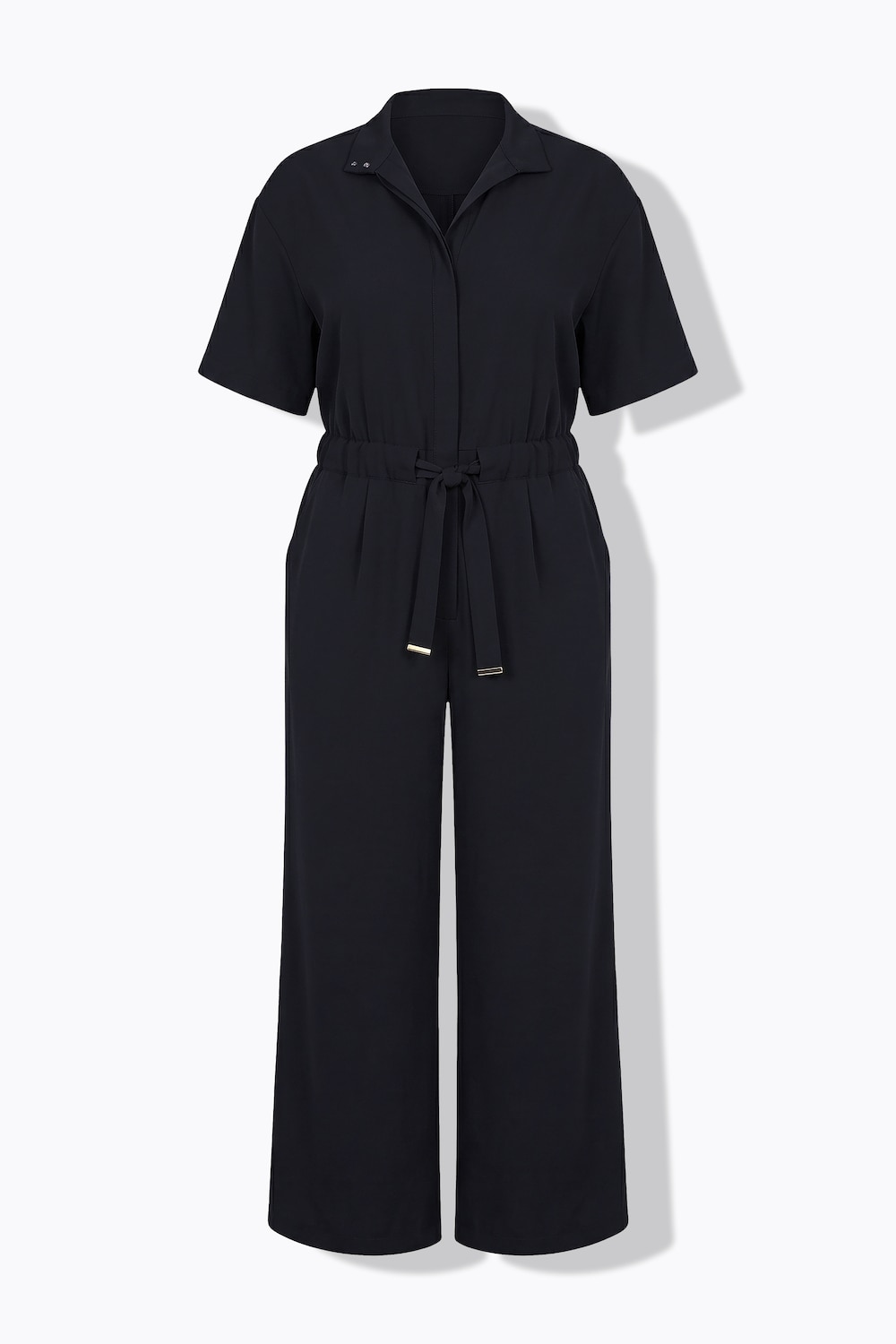 Stora storlekar Jumpsuit i oversized modell med ståkrage och dragkedja, Dam, svart, storlek: 54/56, Polyester, Studio Untold