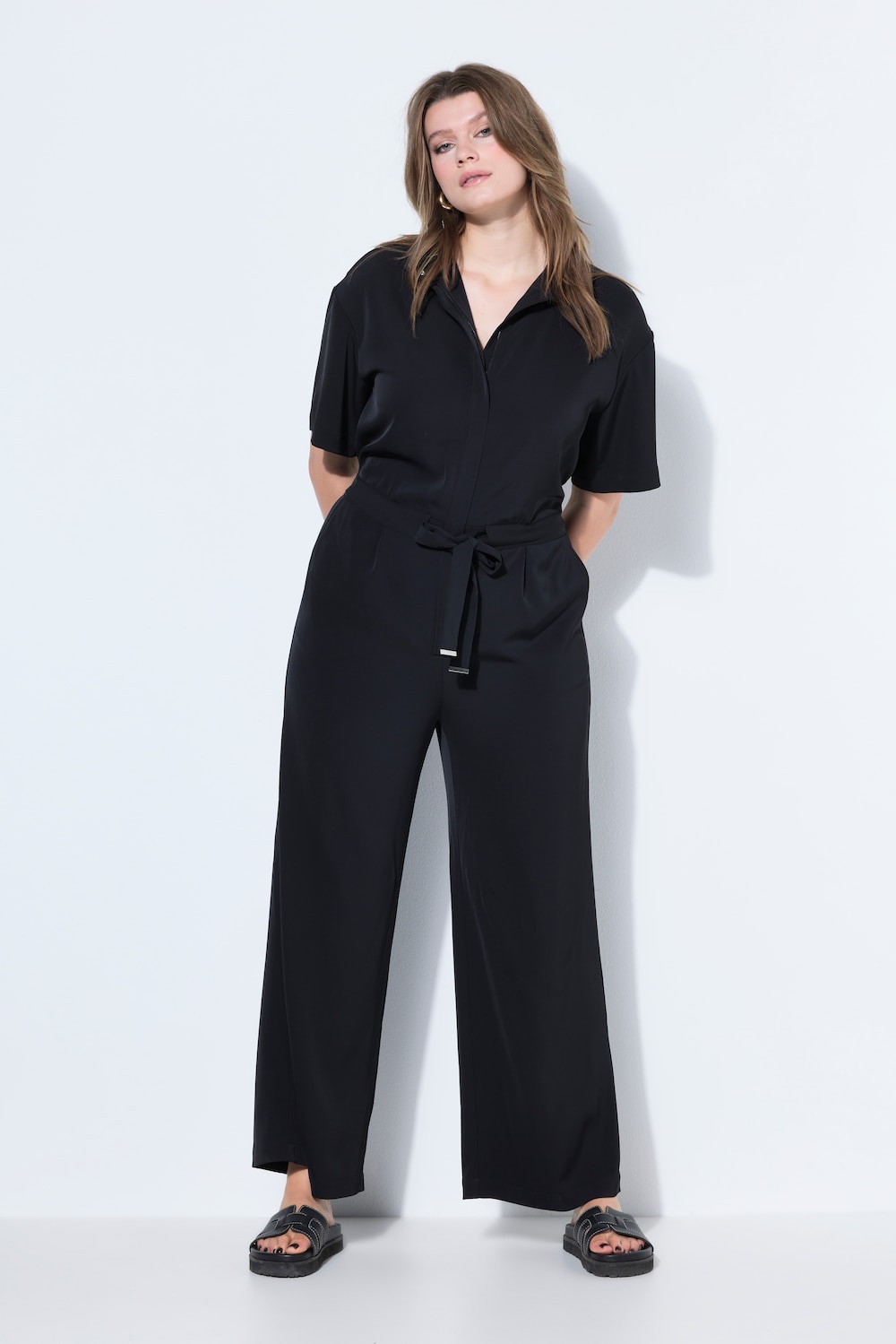 Jumpsuit, oversized, Stehkragen, Zipper