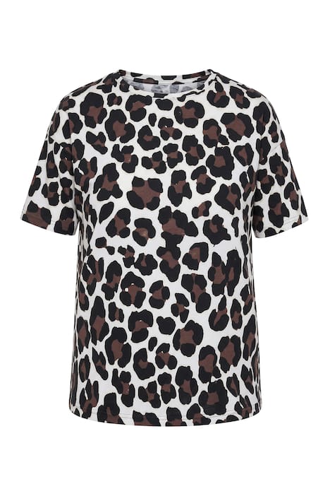 Tričko, oversize, leopardí motiv, neonový nápis