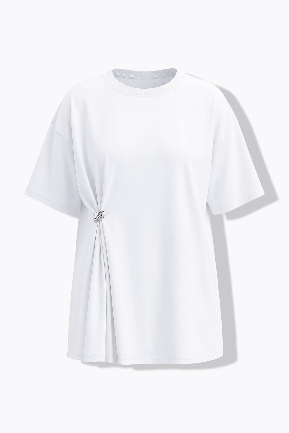 Stora storlekar T-shirt i oversized modell med dekorativa knutar, Dam, vit, storlek: 46/48, Bomull, Studio Untold