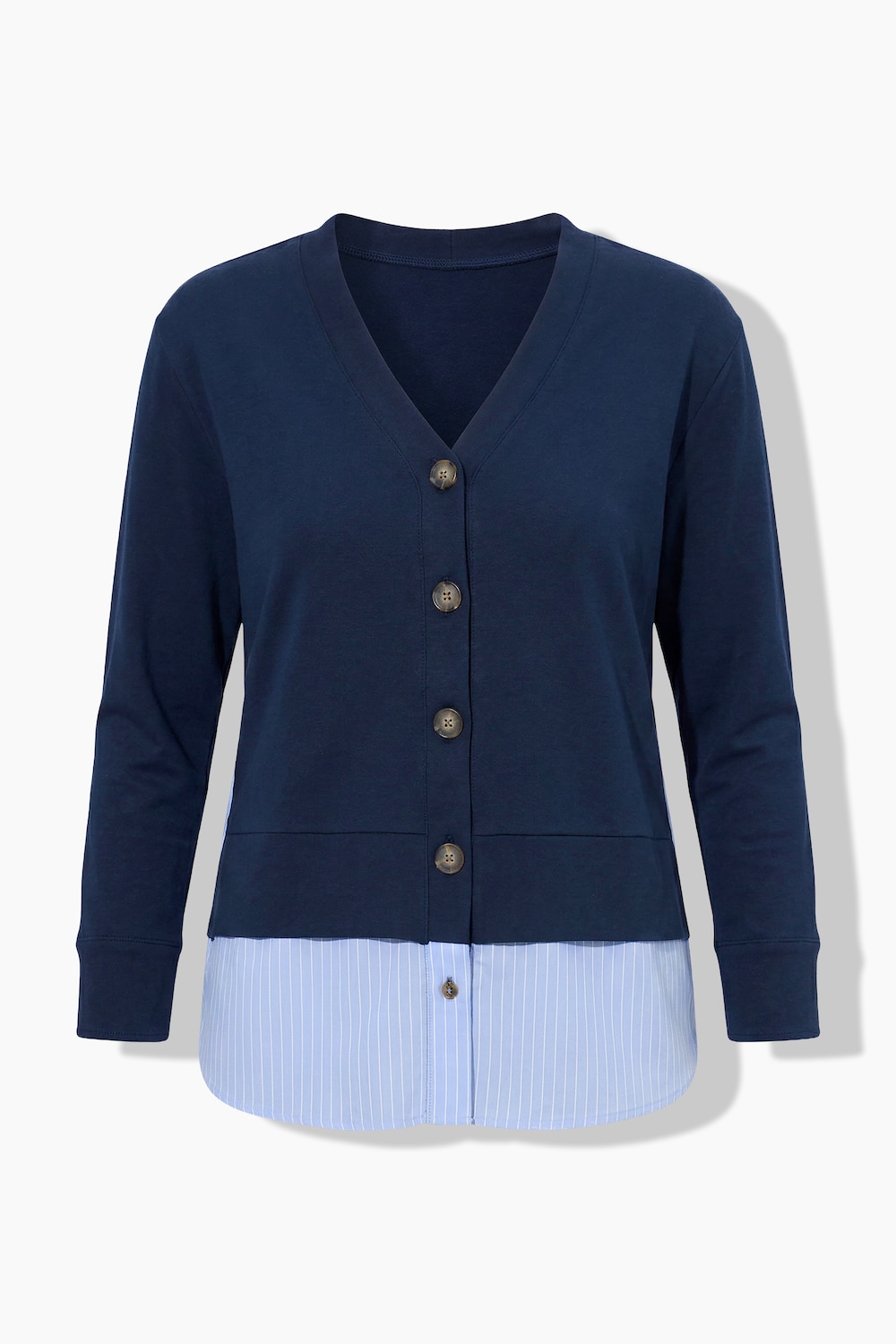 Sweatjacke, 2-in-1-Look, V-Ausschnitt, Biobaumwolle