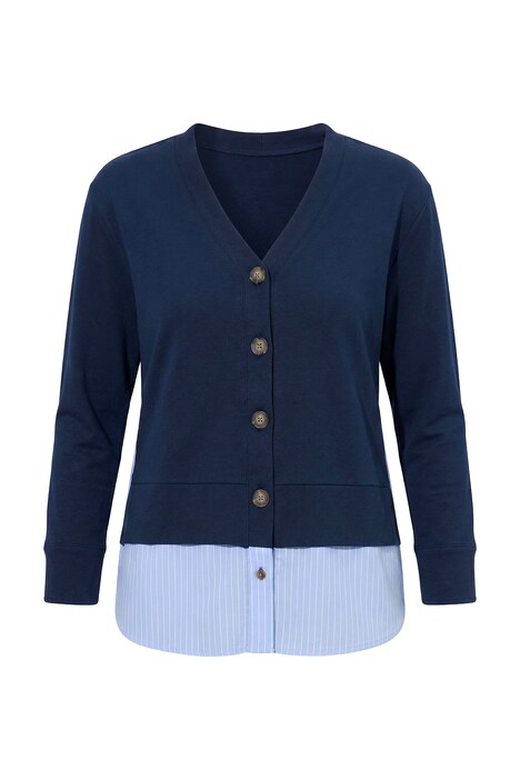 Sweatjacke, 2-in-1-Look, V-Ausschnitt, Biobaumwolle