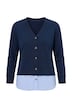 Sweatjacke, 2-in-1-Look, V-Ausschnitt, Biobaumwolle
