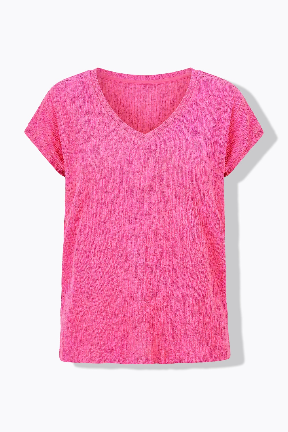 Stora storlekar T-shirt i oversized modell med bubbelstruktur, Dam, rosa, storlek: 50/52, Polyester/Viskos, Studio Untold