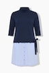 Kleid, Materialmix, Rollkragen, 3/4-Arm, Biobaumwolle