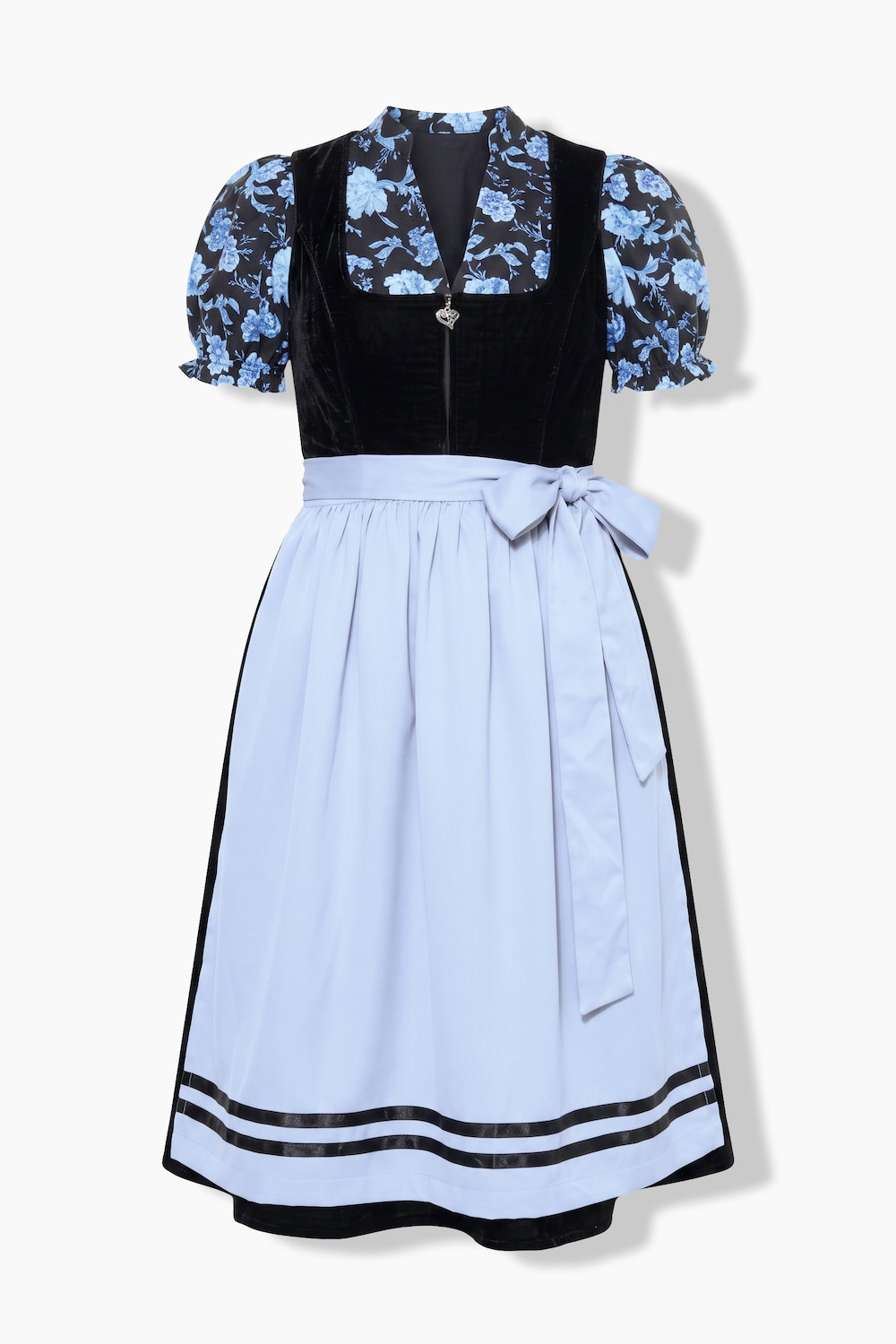 Stora storlekar Dirndl i sammet med hjärthänge, Dam, svart, storlek: 50, Polyester/Bomull, Ulla Popken