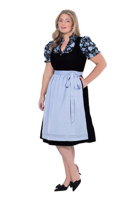 Sametový dirndl, přívěsek ve tvaru srdce, hranatý výstřih, bez rukávů