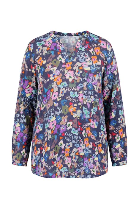 Halenka, áčkový střih, textura, květinový vzor, dlouhé rukávy