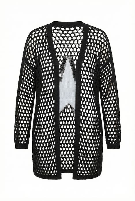 Pletený svetr, volný střih, dírkované pletení, hvězda na zádech