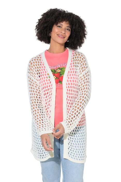 Pletený svetr, volný střih, dírkované pletení, hvězda na zádech