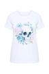 Tričko, pohodlný volný střih, motiv lebky s květinami
