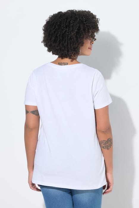 T-shirt, comfortabele pasvorm, doodshoofd met bloemen