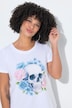 T-shirt, comfortabele pasvorm, doodshoofd met bloemen