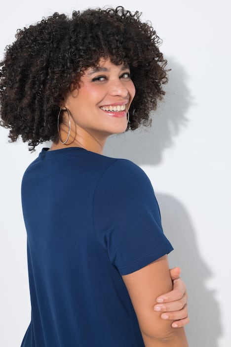 T-shirt, comfortabele pasvorm, doodshoofd met bloemen