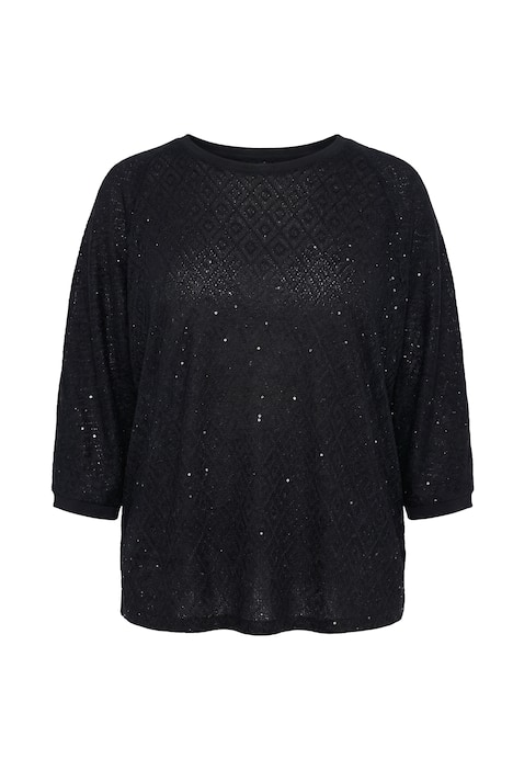 Svetr, volný střih, děrovaný úplet, netopýří polo rukáv