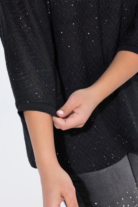 Pullover, Loose Fit, Lochstrick, Fledermaus-halbarm