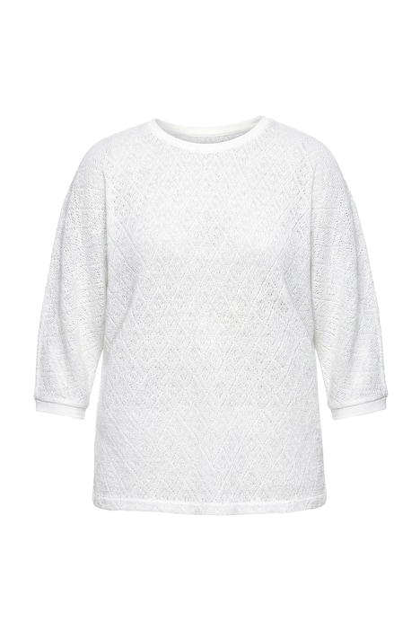 Svetr, volný střih, děrovaný úplet, netopýří polo rukáv