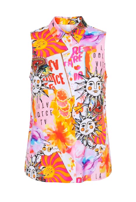 Halenka, áčkový střih, bez rukávů, sluneční vzor