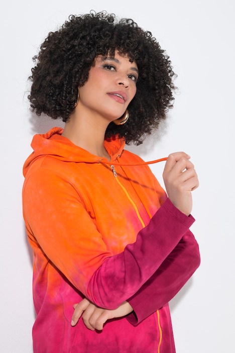 Sweatjacke, A-Linie, Farbverlauf, Kapuze