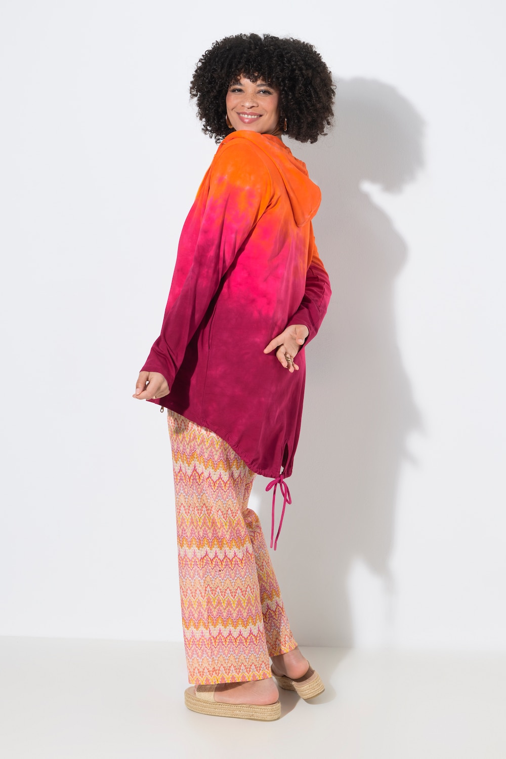 Sweatjacke, A-Linie, Farbverlauf, Kapuze