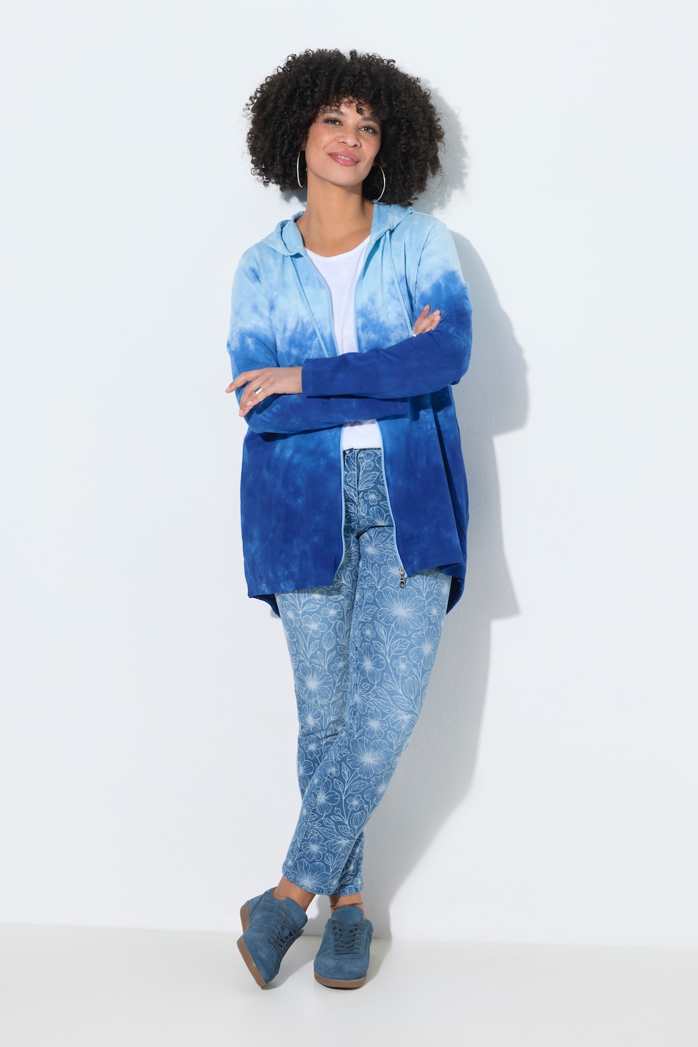 Sweatjacke, A-Linie, Farbverlauf, Kapuze