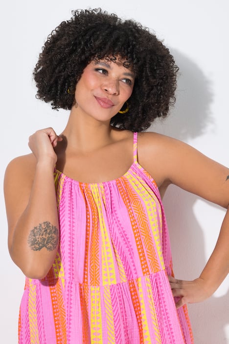 Mousseline strappy jurk, A-lijn