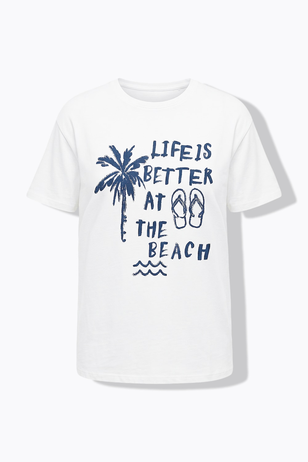 Stora storlekar T-shirt i oversized modell med semesterinspirerat motiv, Dam, vit, storlek: 46/48, Bomull, Studio Untold