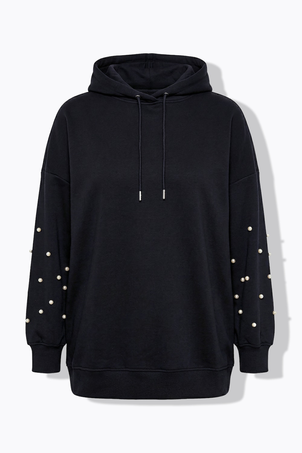 Stora storlekar Hoodie i oversize-modell med dekorpärlor och huva, Dam, svart, storlek: 54/56, Bomull/Polyester, Studio Untold