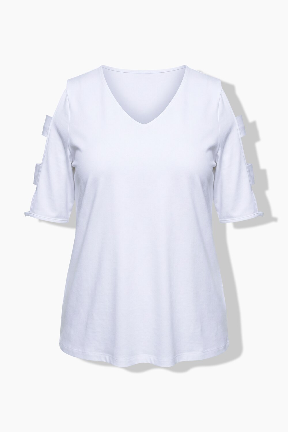 Stora storlekar T-shirt med cut-outs, Dam, vit, storlek: 46/48, Bomull, Ulla Popken