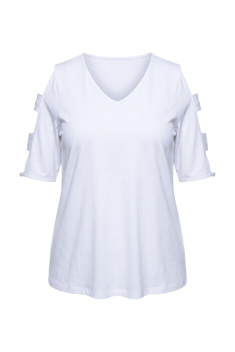 T-Shirt, Schulter-Cut-Outs, V-Ausschnitt, Halbarm
