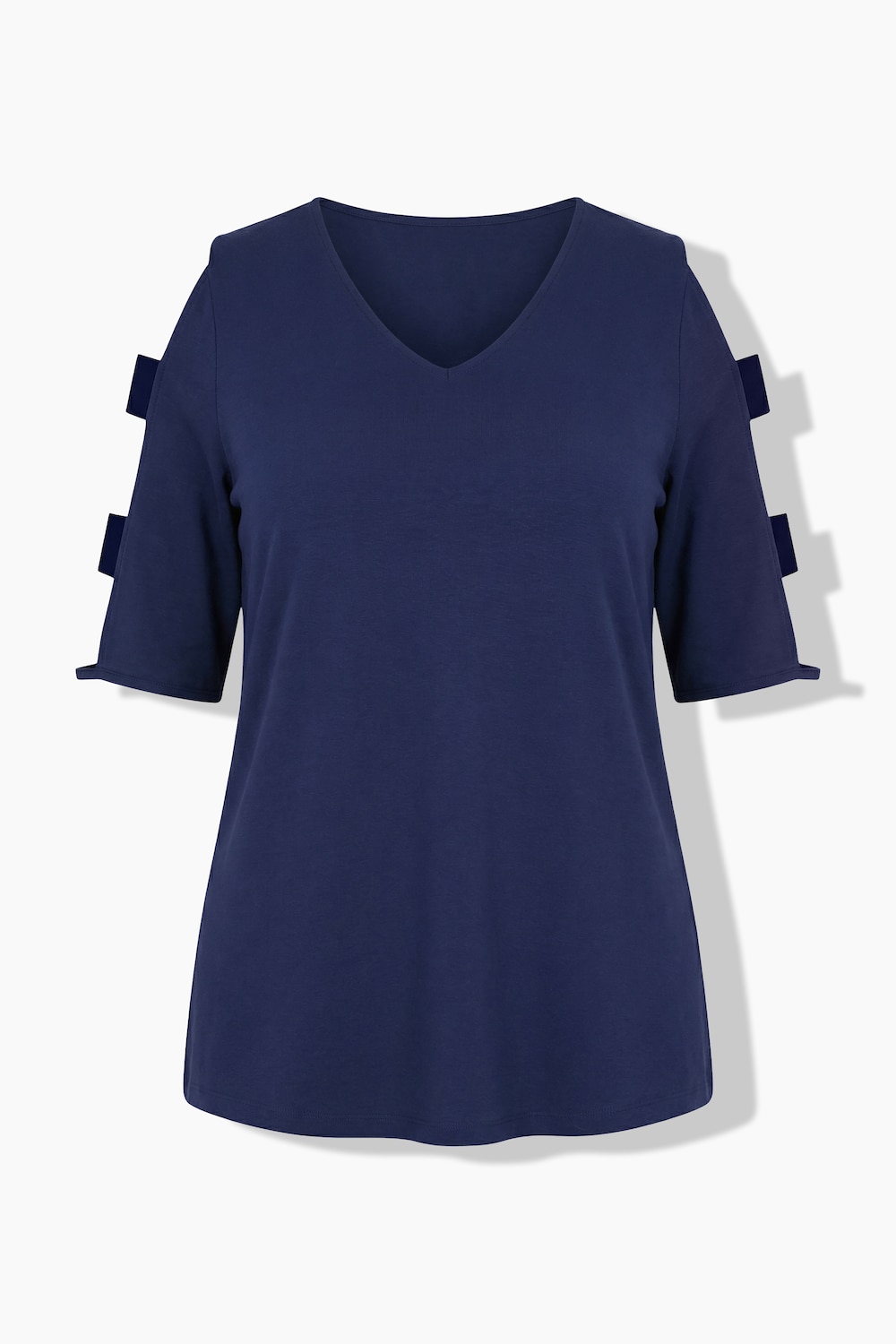 Stora storlekar T-shirt med cut-outs, Dam, blå, storlek: 62/64, Bomull, Ulla Popken