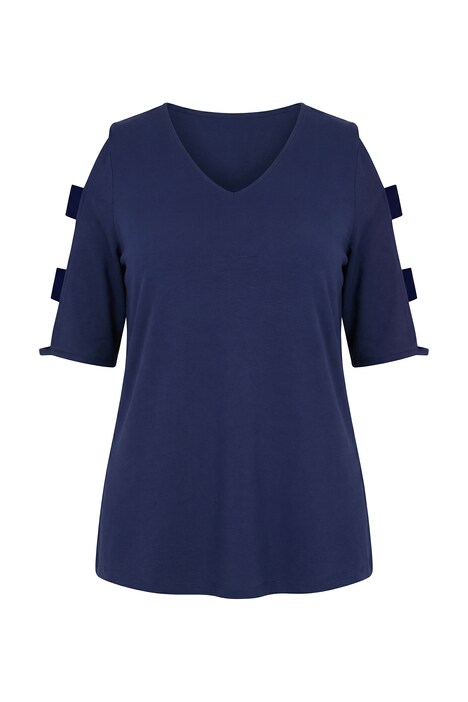 T-Shirt, Schulter-Cut-Outs, V-Ausschnitt, Halbarm
