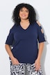 T-Shirt, Schulter-Cut-Outs, V-Ausschnitt, Halbarm
