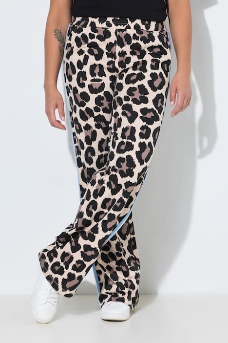 Sweatpants, wijde rechte pijp, leomotief, strepen aan de zijkant