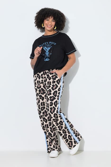 Sweatpants, wijde rechte pijp, leomotief, strepen aan de zijkant