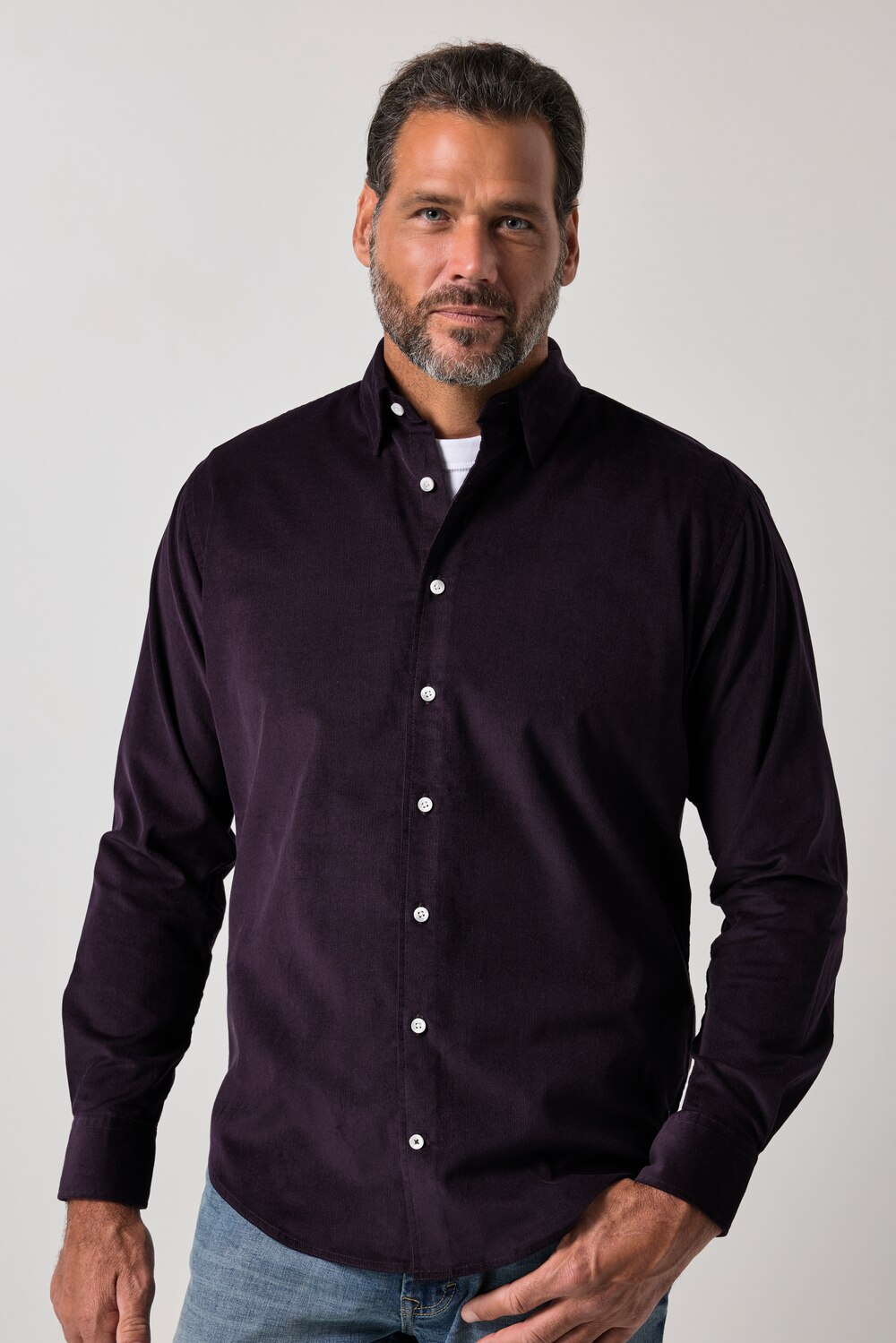 Cordhemd, Langarm, Modern Fit, verdeckter Buttondown-Kragen, bis 8 XL