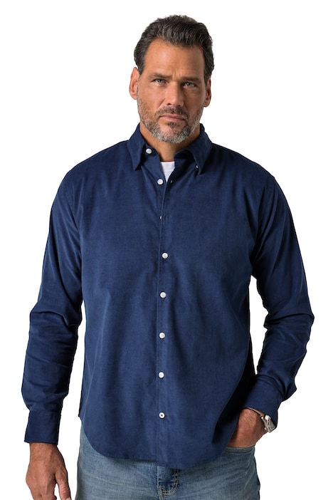 Manšestrová košile, dlouhé rukávy, moderní střih, přehnutý košilový límec s knoflíky, do vel. 8XL