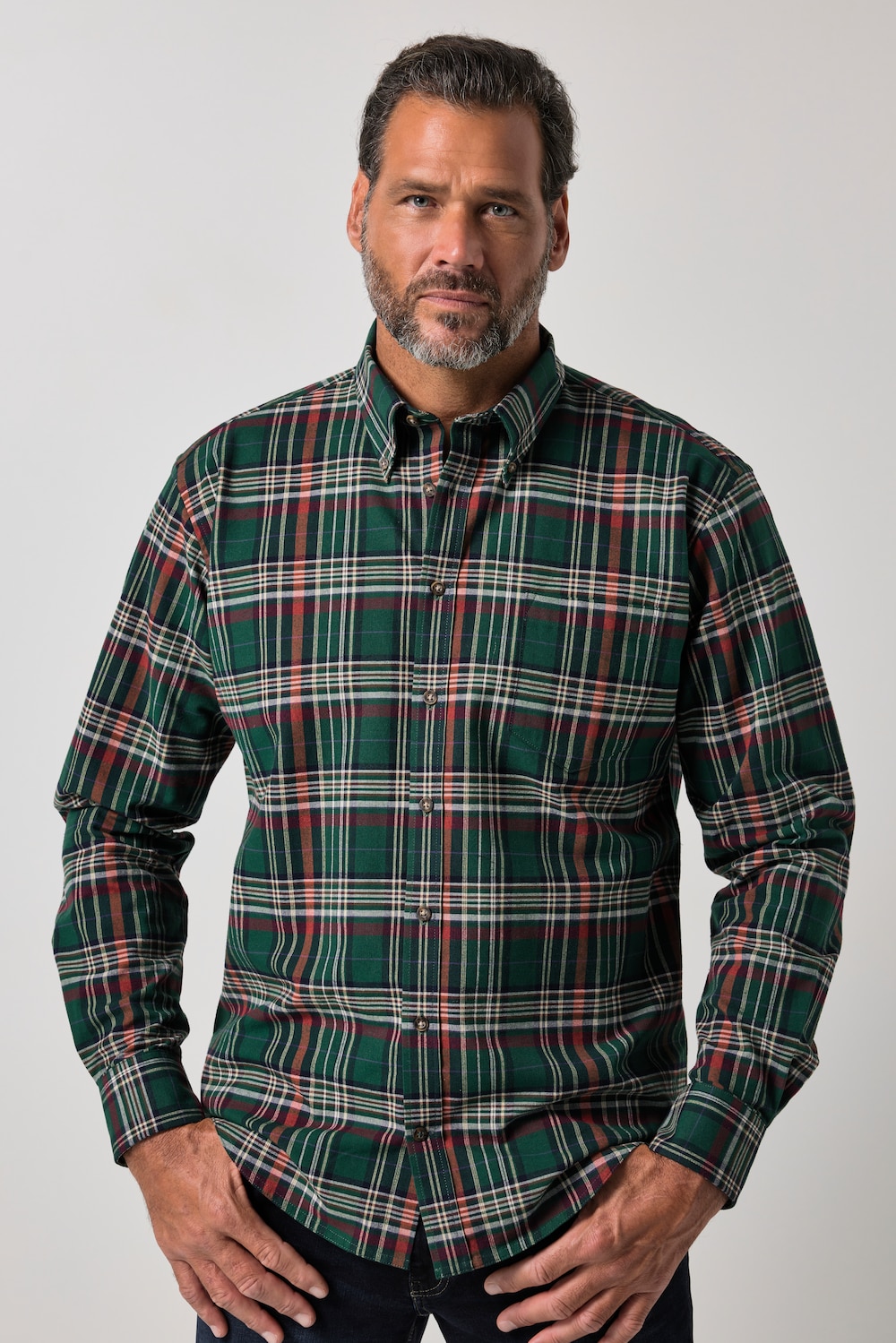 Karohemd, Langarm, Modern Fit, Buttondown-Kragen, bis 8 XL