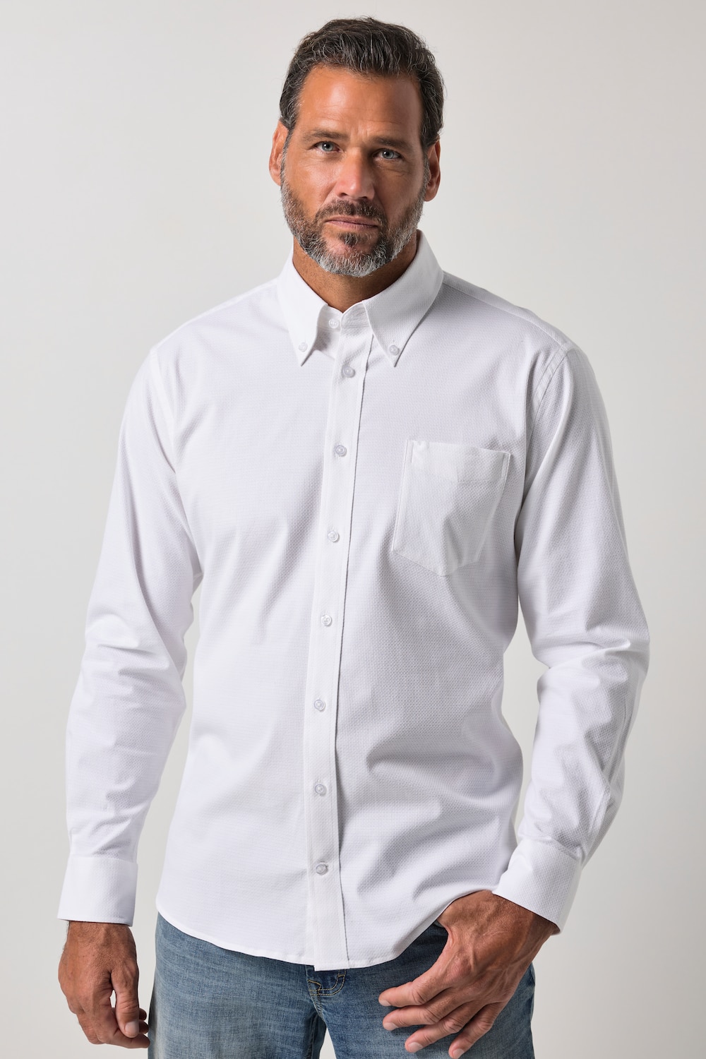 Hemd, Langarm, Modern Fit, Struktur, Buttondown-Kragen, bis 8 XL