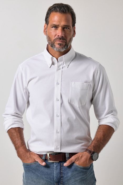 Hemd, Langarm, Modern Fit, Struktur, Buttondown-Kragen, bis 8 XL